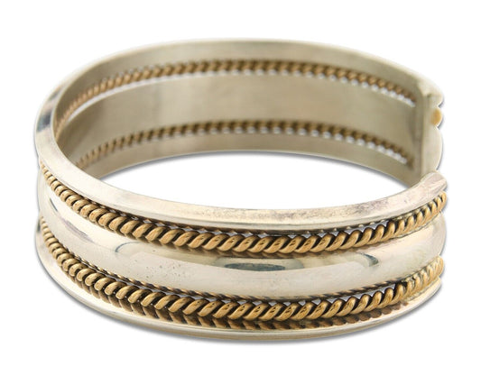 Navajo Bracelet 925 Silver & 12k Yellow Gold Filled Signed TAHE C.80's