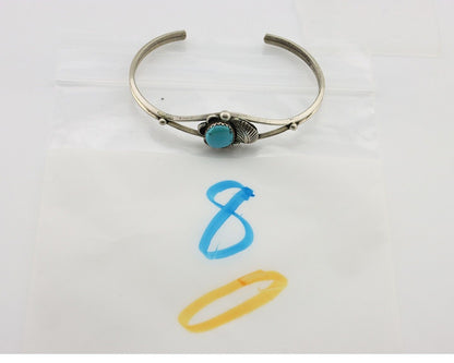 Navajo Handmade Bracelet 925 Silver Natural Blue Turquoise Native American C80s