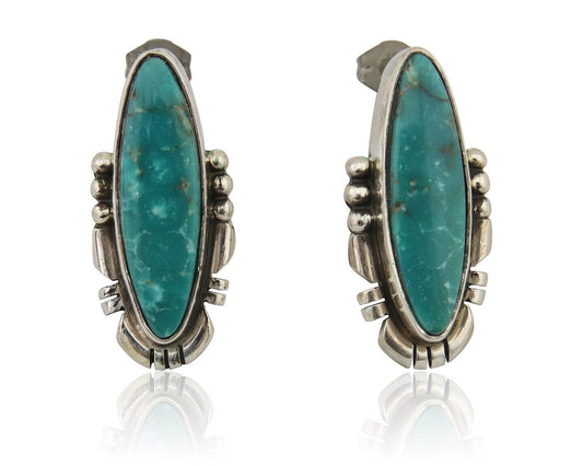 Navajo Dangle Earrings 925 Natural Turquoise Signed Wilson Padilla C.80's