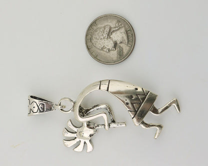 Navajo Kokopelli Pendant 925 Sterling Silver Artist Signed Masha C.80's