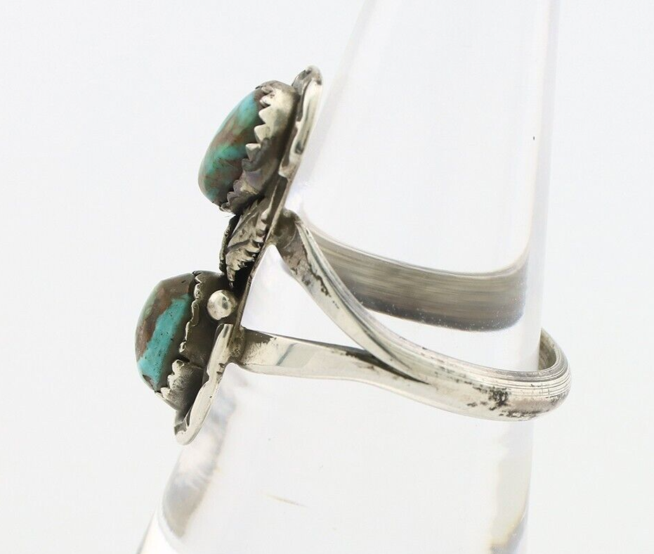 Navajo Ring 925 Silver Natural AAA Blue Turquoise Artist Signed Tom Willeto C80s