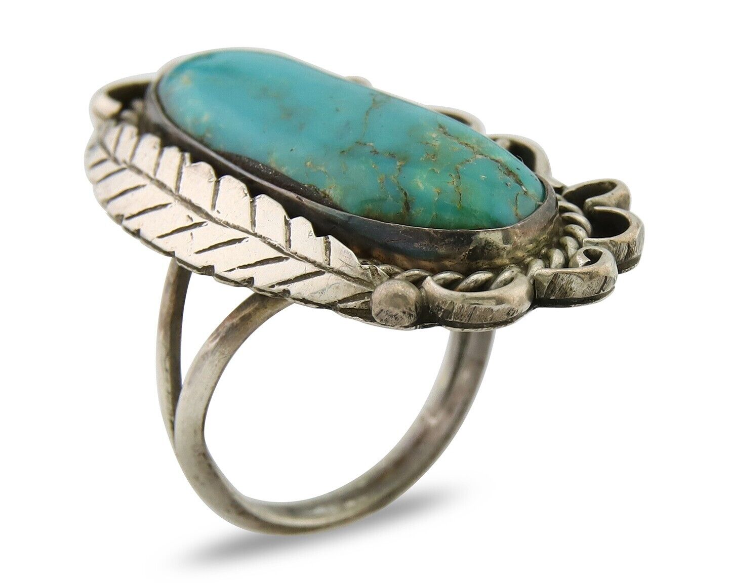 Navajo Ring .925 Sterling Blue Turquoise Artist Signed R Yazzie C.80's