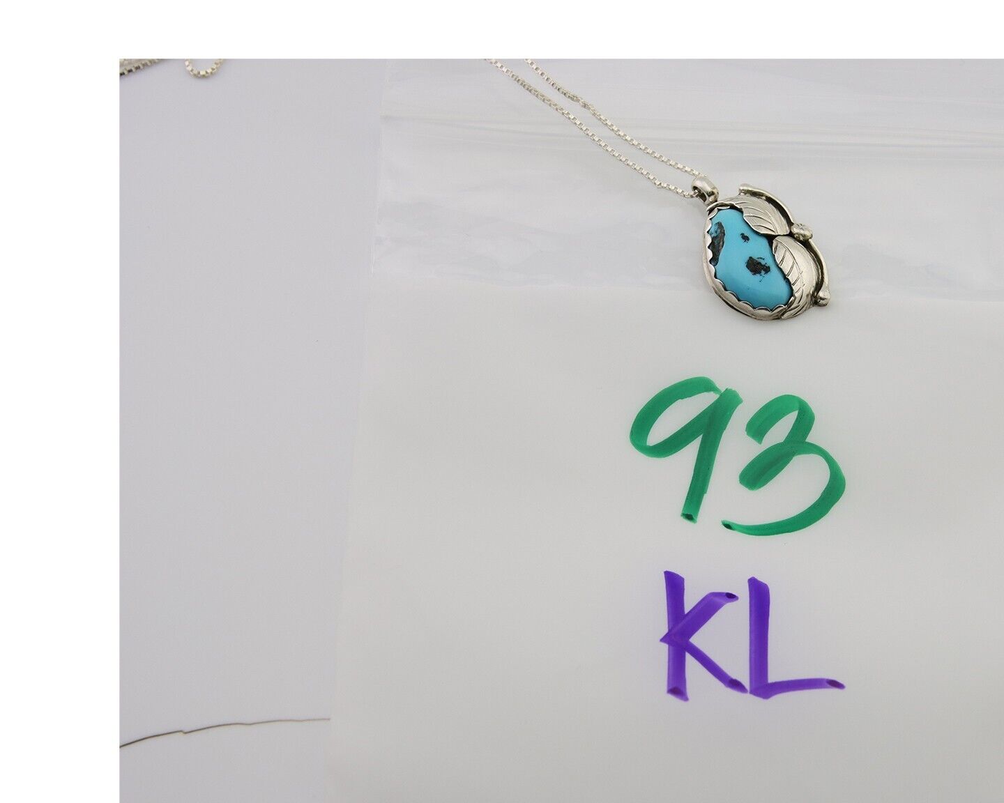 Navajo Necklace 925 Silver Natural Blue Turquoise Artist Signed D Zachary C.80's