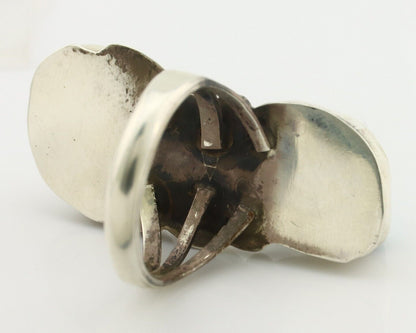 Navajo 2 Stone Ring 925 Silver Seafoam Turquoise Native American Artist C.80's