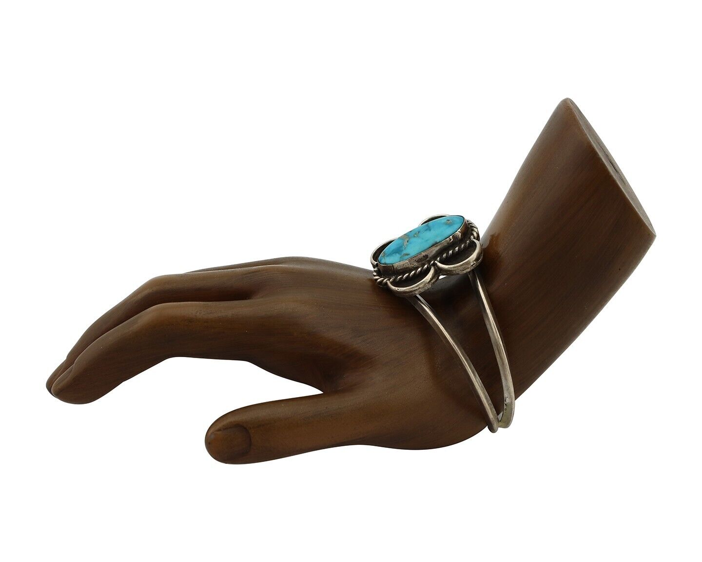 Navajo Bracelet 925 Silver Natural Blue Turquoise Native American Artist C.80's