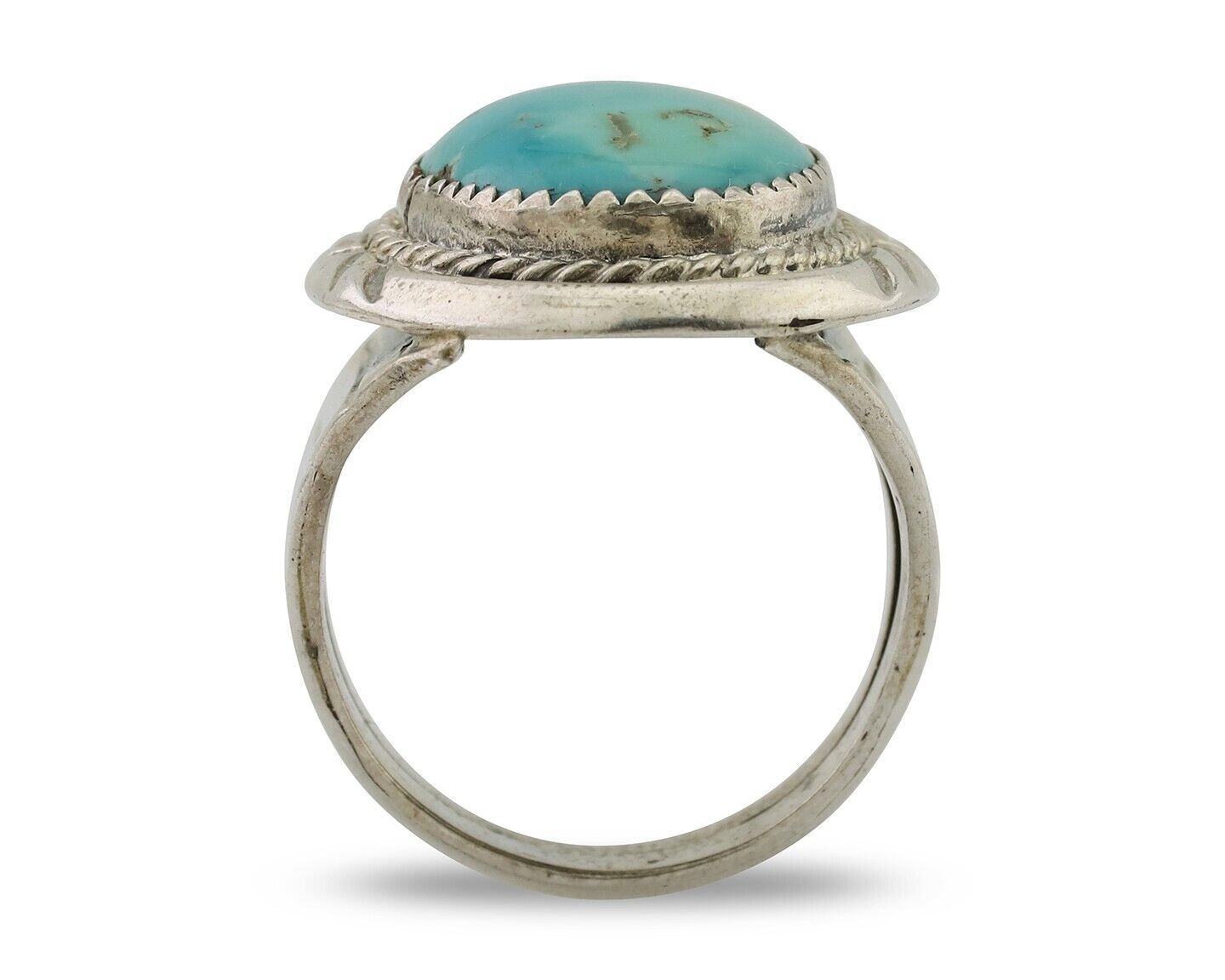 Navajo Ring 925 Silver Kingman Turquoise Artist Signed JMC C.80's