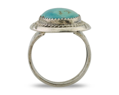 Navajo Ring 925 Silver Kingman Turquoise Artist Signed JMC C.80's