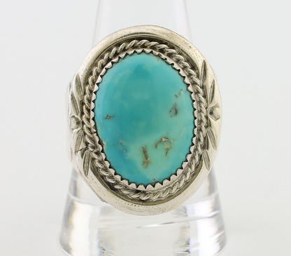 Navajo Ring 925 Silver Kingman Turquoise Artist Signed JMC C.80's