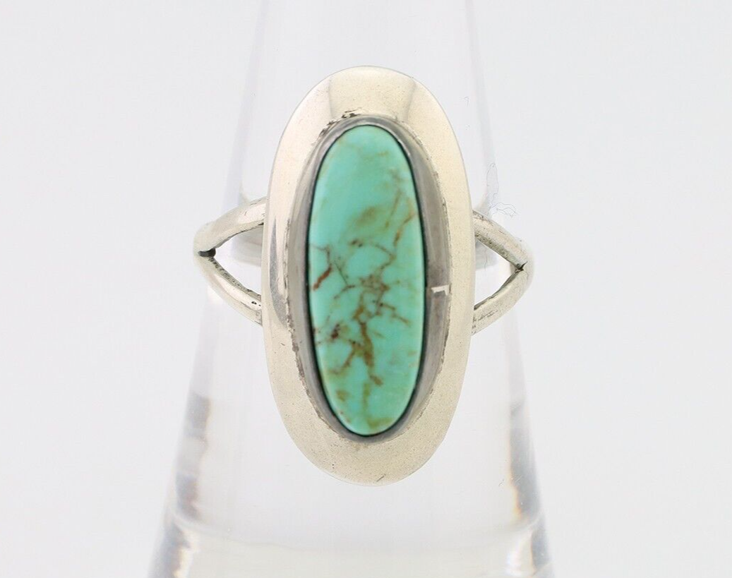 Navajo Ring 925 Silver Kingman Turquoise Artist Signed Kachina C.80's