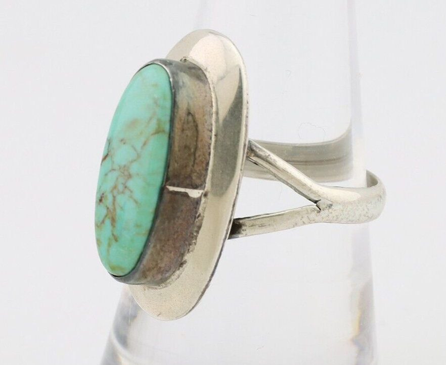 Navajo Ring 925 Silver Kingman Turquoise Artist Signed Kachina C.80's