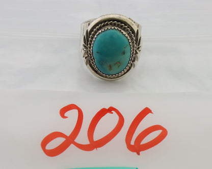 Navajo Ring 925 Silver Kingman Turquoise Artist Signed JMC C.80's