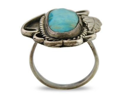 Navajo Ring 925 Sterling Blue Turquoise Native American Artist C.80's