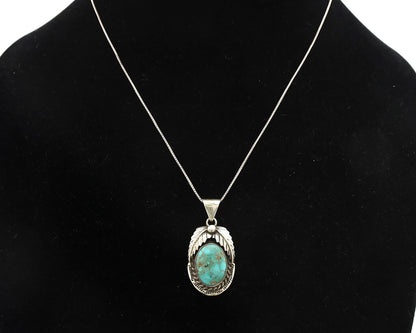 Navajo Necklace .925 Silver Kingman Turquoise Signed Artist C.80's