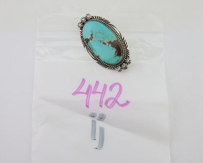 Navajo Pin Pendant 925 Silver Natural Blue Turquoise Artist signed SC C.80's