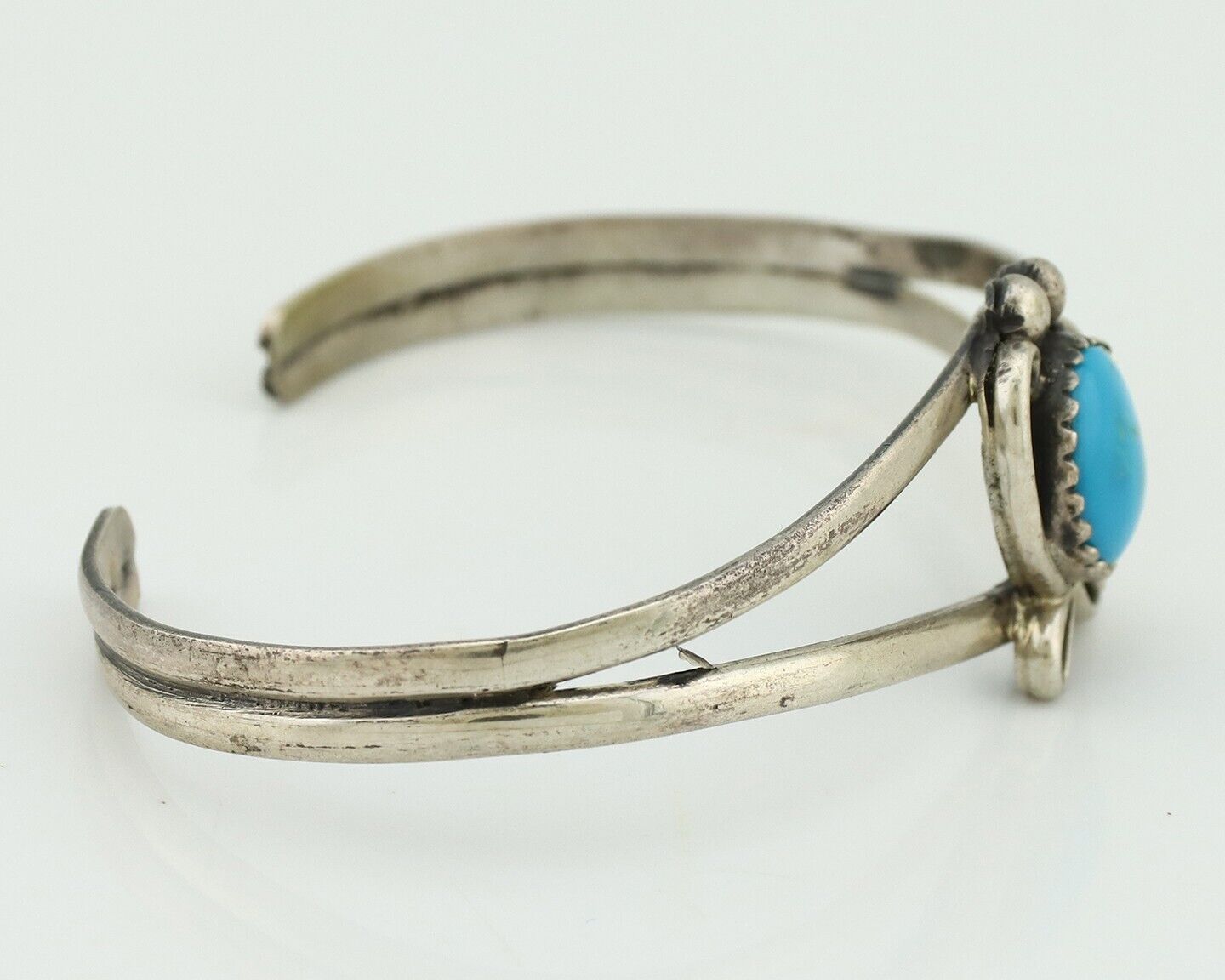 Navajo Slave Bracelet 925 Silver Arizona Turquoise Native American Artist C.80's