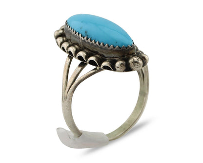 Navajo Ring 925 Silver Sleeping Beauty Turquoise Artist Signed SC C.80's