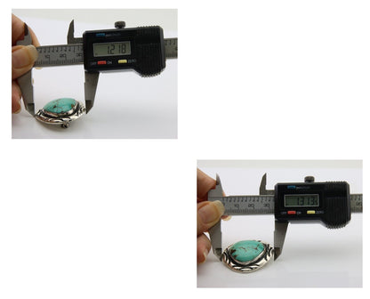 Navajo Pin 925 Silver Natural Mined Turquoise Artist Signed C Montoya C.80's