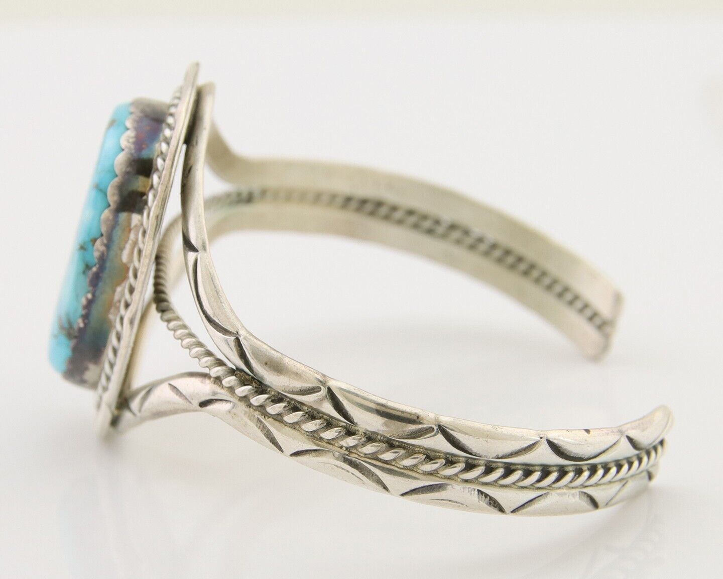 Navajo Morenci Turquoise Bracelet 925 Silver Artist Native American C.80's