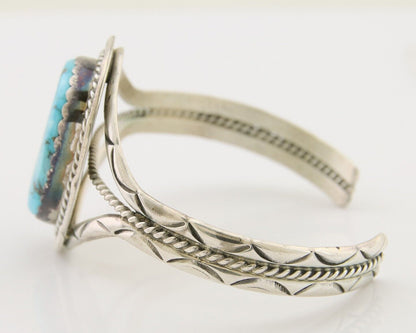 Navajo Morenci Turquoise Bracelet 925 Silver Artist Native American C.80's