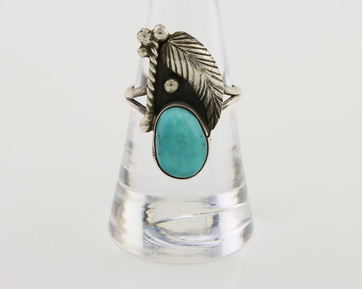 Navajo Handmade Ring 925 Silver Turquoise Signed BP C.80's