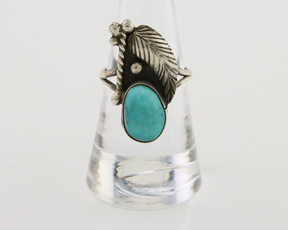 Navajo Handmade Ring 925 Silver Turquoise Signed BP C.80's
