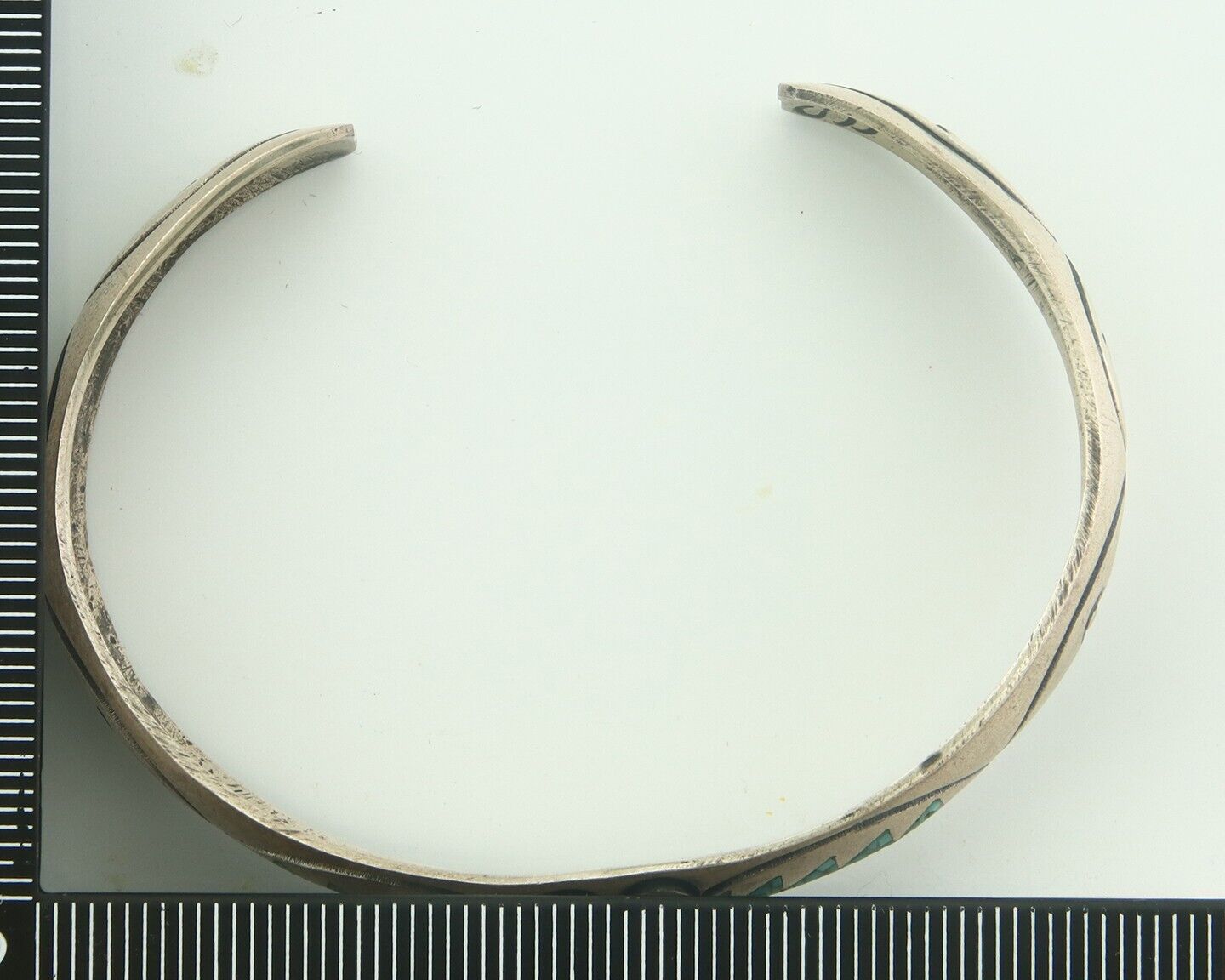 Navajo Bracelet 925 Silver Inlaid Turquoise Cuff Artist Signed Stanley Bain C.80