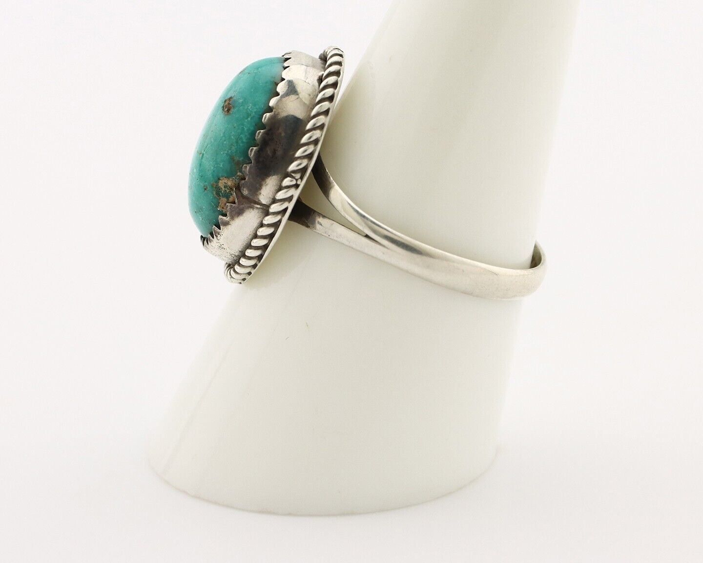 Navajo Ring 925 Silver Kingman Turquoise Artist Native American Signed C.80's