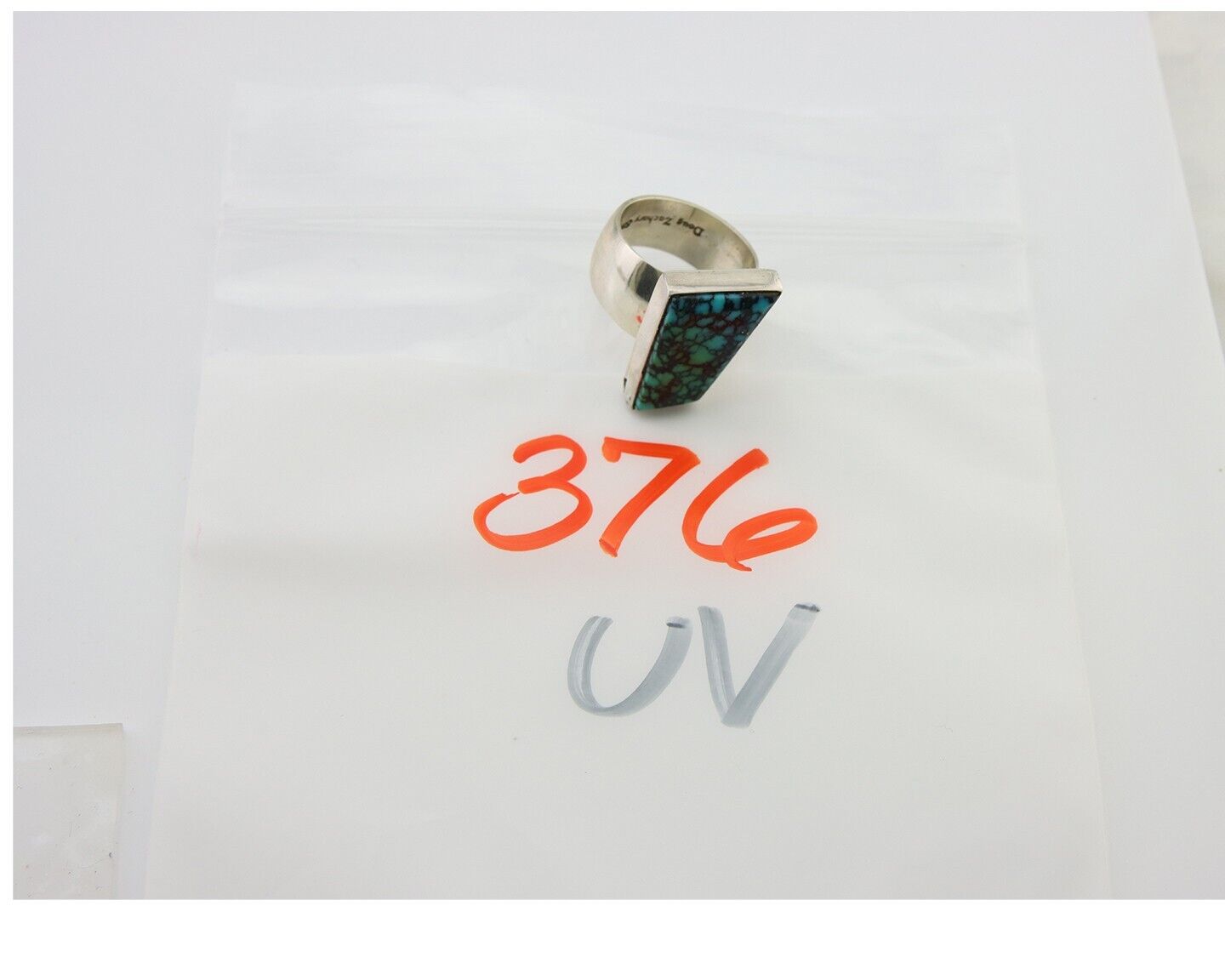 Navajo Ring .925 Sterling Blue Turquoise Artist Signed Doug Zachary C.80's