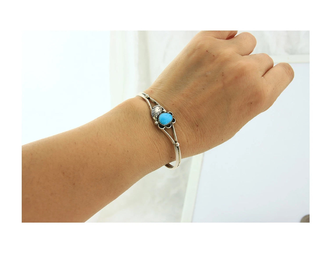 Navajo Cuff Bracelet 925 Sterling Silver Turquoise Vintage Handmade