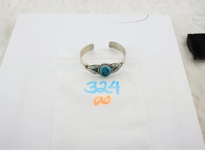 Navajo Cuff Bracelet Sterling Silver Turquoise Handmade Vintage Signed MG