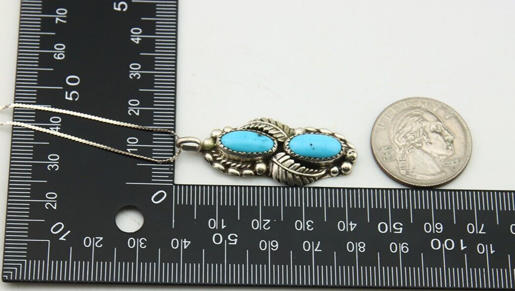 Navajo Necklace 925 Silver Natural Turquoise Artist Signed SC C.80's