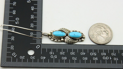 Navajo Necklace 925 Silver Natural Turquoise Artist Signed SC C.80's