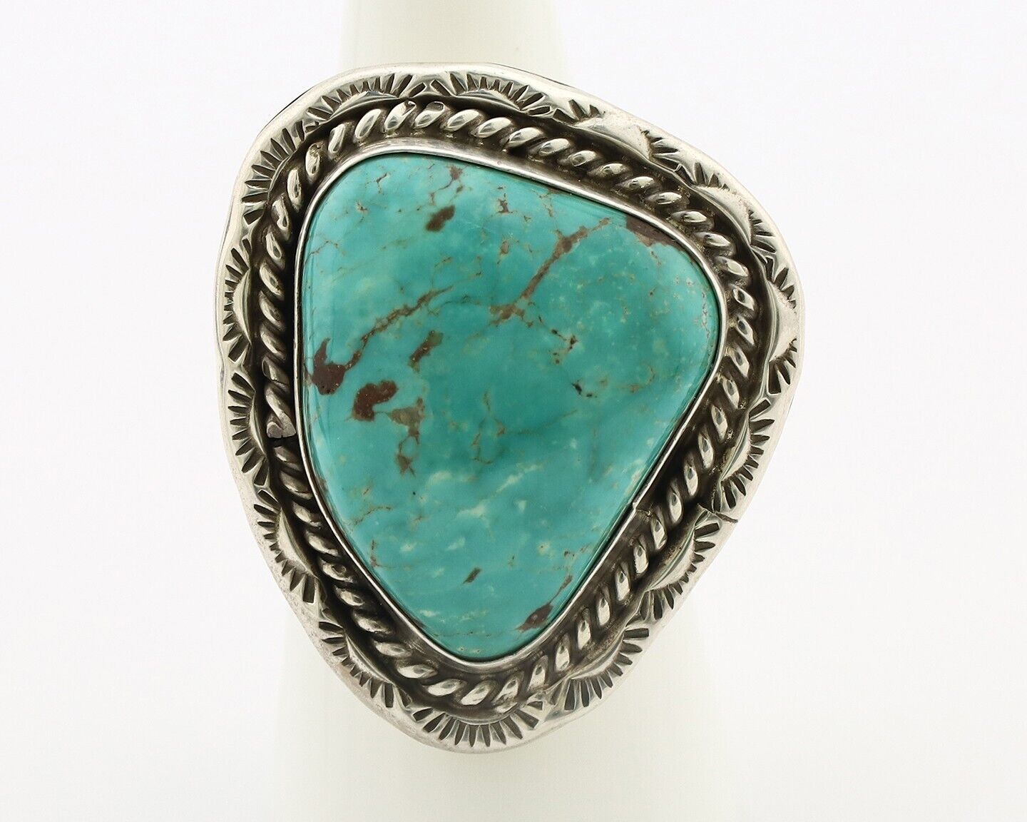 Navajo Ring .925 Silver Natural Blue Turquoise Signed Lee Bennett C.80's