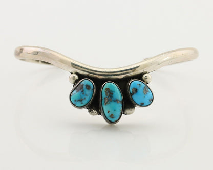 Navajo Bracelet 925 Silver Morenci Turquoise Artist Signed Frank Sandoval C.80's