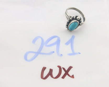 Navajo Ring 925 Sterling Natural Turquoise Native Artist C.80's Size 7.25