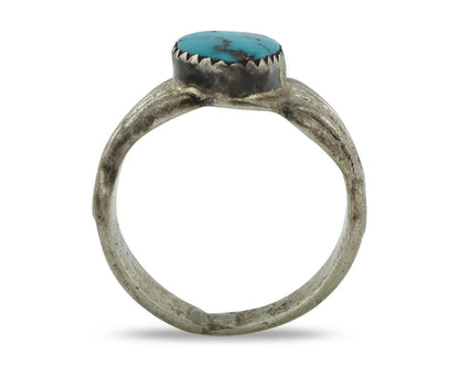 Navajo Ring 925 Silver Sleeping Beauty Nugget Turquoise Native Artist C.80's