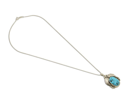 Navajo Necklace 925 Silver Blue Turquoise Signed Justin Morris C.90's