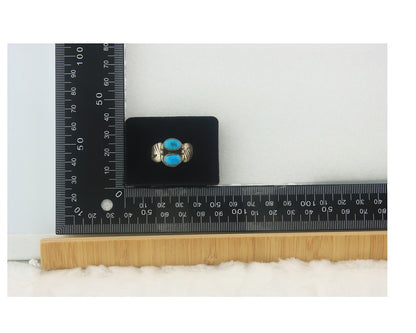 Men Navajo Ring Sterling Silver Authentic Vintage Turquoise Size 11.0