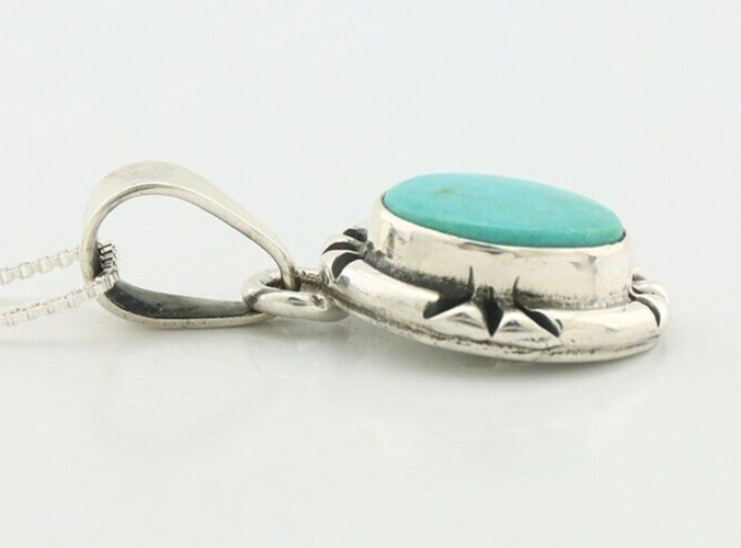 Navajo Necklace 925 Silver Arizona Turquoise Handmade Signed Gecko C.90's