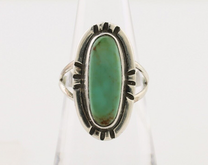 Navajo Handmade Ring 925 Silver Green Turquoise Artist Signed Kachina C.80's