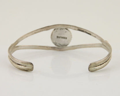 Navajo Hand Stamped Cuff Bracelet Turquoise 925 Silver Native American Artist