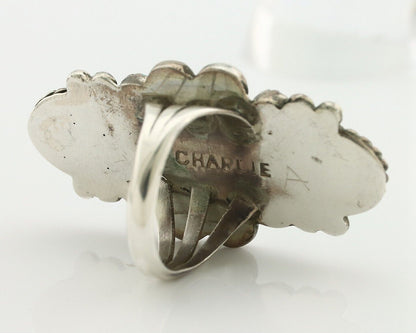 Navajo Ring 925 Silver Blue Turquoise Artist Signed M Charlie C.80's