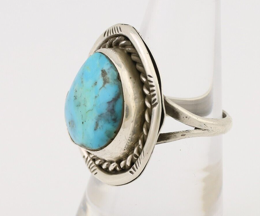 Navajo Handmade Ring 925 Silver Turquoise Native American Artist C.80's