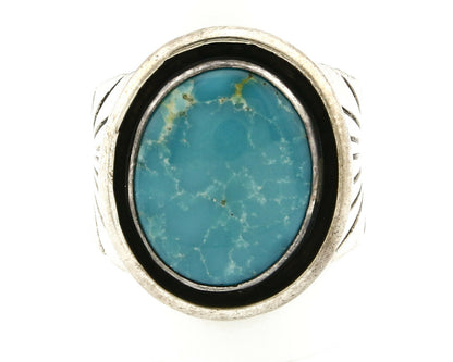 Navajo Ring .925 SOLID Silver Kingman Turquoise Signed Artist Doug Zachary C.80s