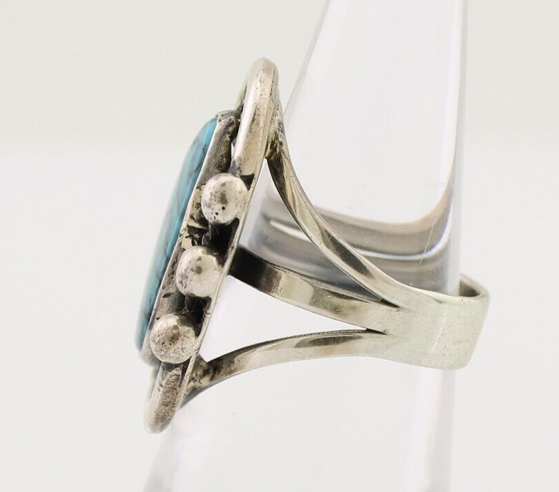 Navajo Handmade Ring 925 Silver Turquoise Native American Artist C.80's