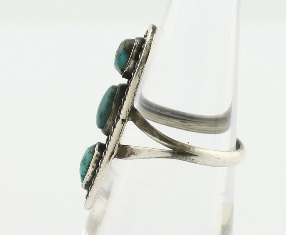 Navajo Ring 925 Silver Natural Blue Turquoise Native American Artist C.80's