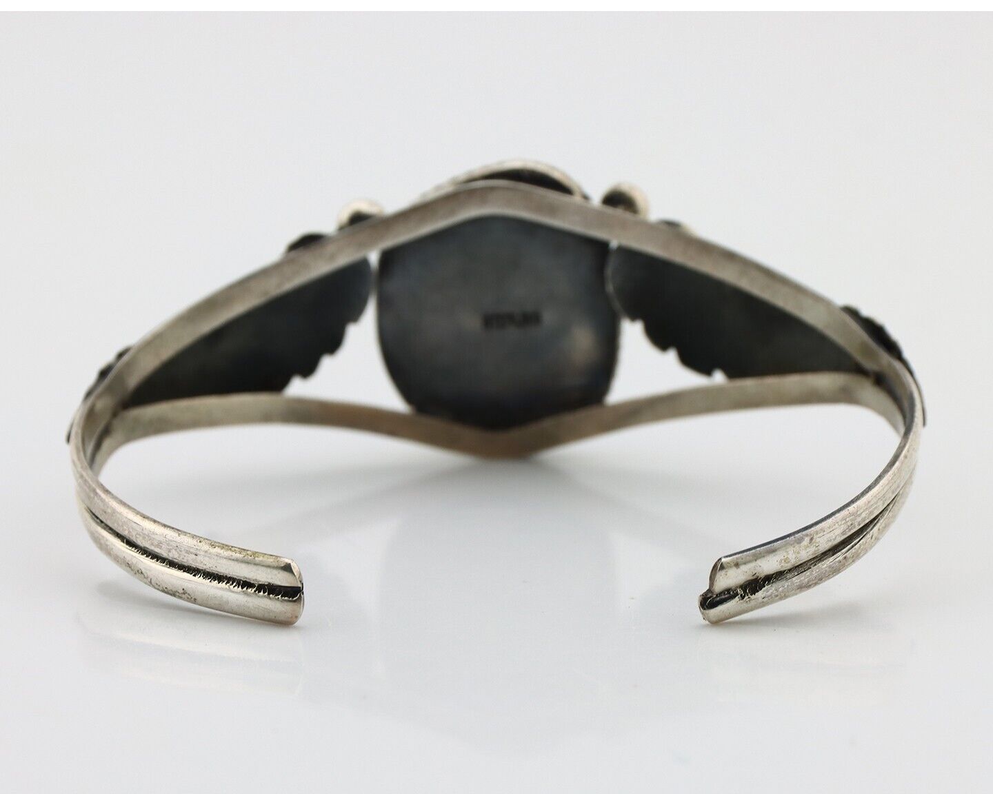 Navajo Bracelet 925 Silver Sleeping Beauty Turquoise Native American Artist C80s