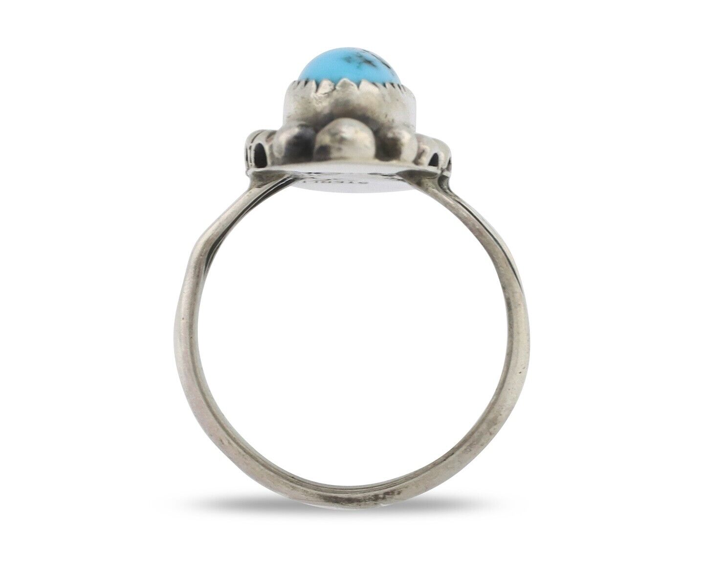 Navajo Ring .925 Silver Sleeping Beauty Turquoise Signed SkyStone Creations C80s