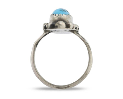 Navajo Ring .925 Silver Sleeping Beauty Turquoise Signed SkyStone Creations C80s