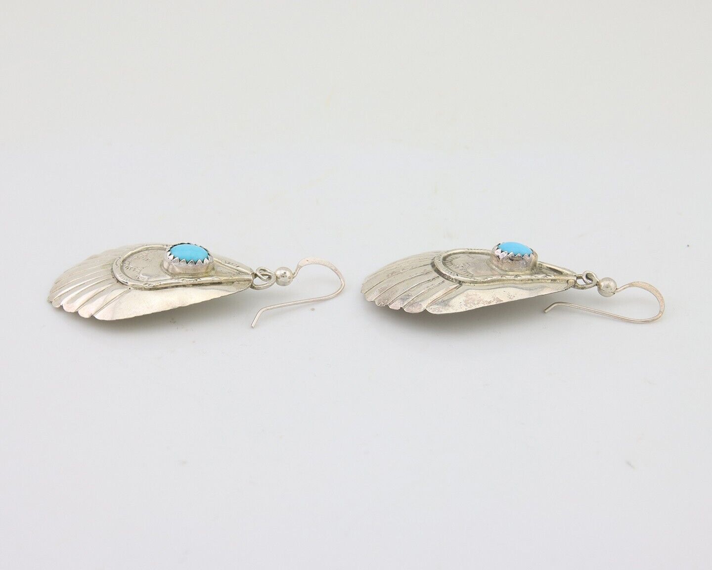 Navajo Earrings 925 Silver Turquoise Artist Signed Dean Brown C.80's